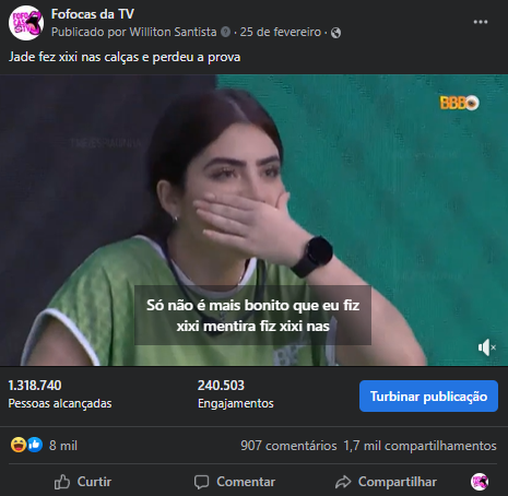 Resultados da Postagem em Fofocas da TV